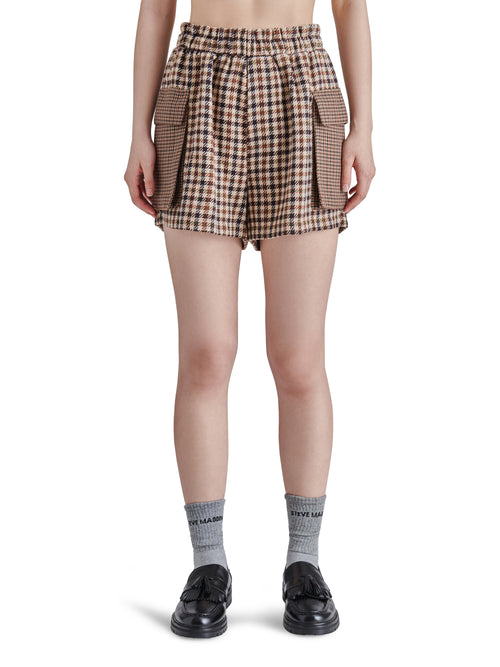 Gaelle Mix Plaid Short in Brown