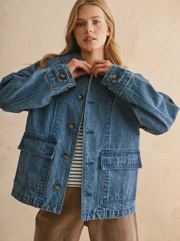 Doing The Denim Thing Jacket in Dark Blue – Staxx