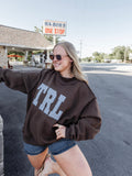 Custom Embroidered Gingham TRL Mock Neck in Brown