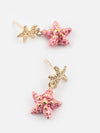 Gold & Pink Starfish Pendant Earrings