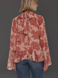 Tapestry Print Chiffon Ruffle Blouse in Batik Tapestry