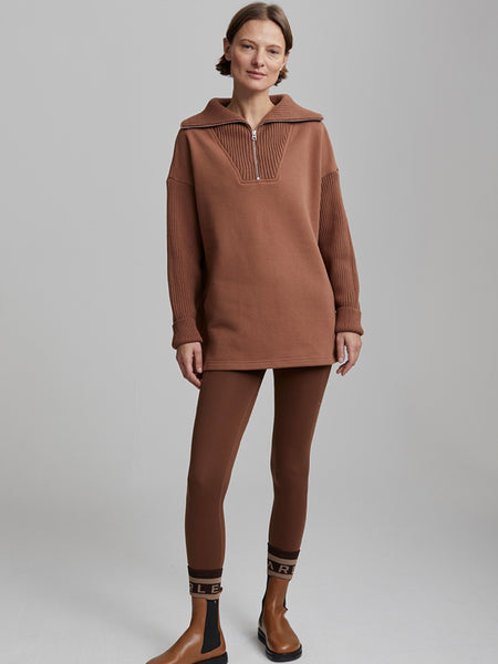 Owens Half Zip Sweat in Carob Brown