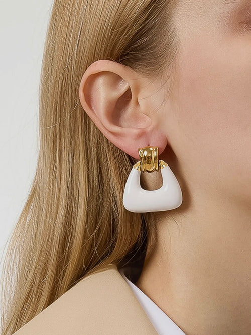 Janelle Enamel Drop Earrings in White