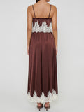 Emmylou Maxi Dress in Chocolate Satin Lace