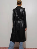 V Is For Vegan Leather Trench in Black