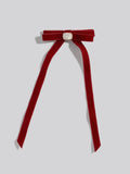 Holiday Velvet & Gemstone Bow Hair Clip