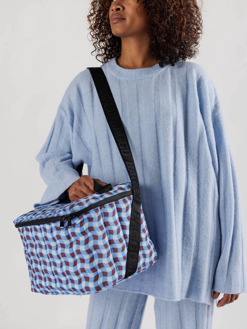 Puffy Cooler Bag in Wavy Gingham Blue