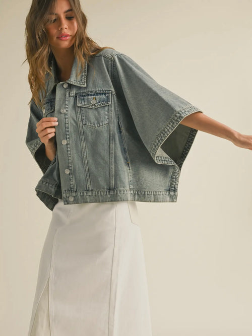 To The Rescue Cape Jacket in Denim