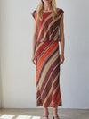 Sunset Stripe Skirt in Chocolate Rust