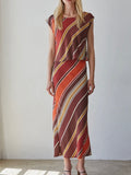 Sunset Stripe Skirt in Chocolate Rust