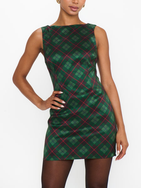 Tori Mini Dress in Mistletoe Plaid