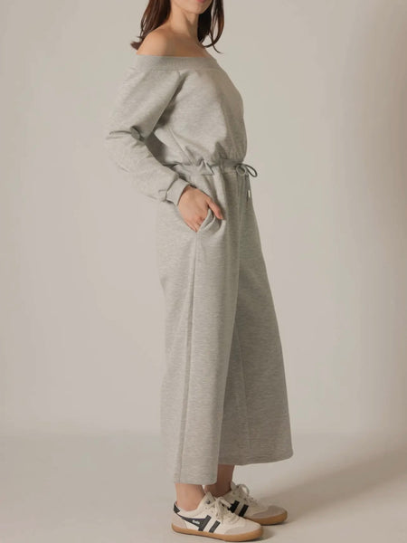 Hudson Off Shoulder Jumpsuit in Heather Grey