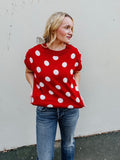 Off The Bench Sweater in Red & White