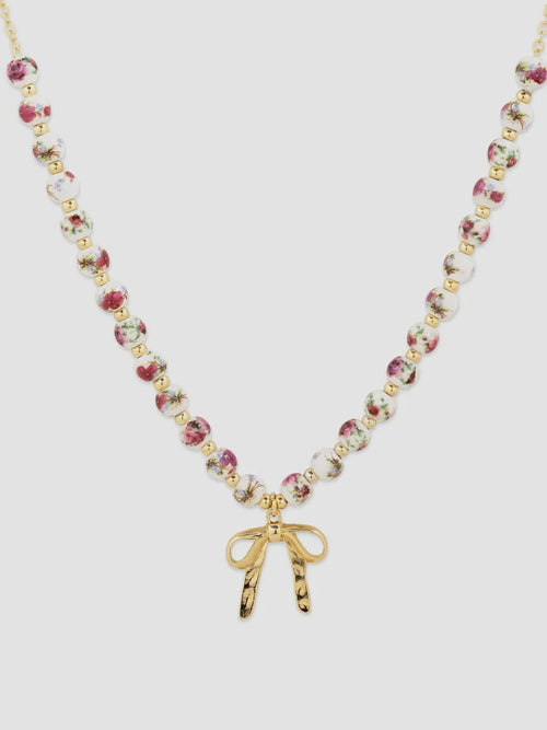 Sweetheart Bow Necklace in Pink