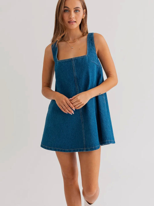 Dance in Denim Dress in Blue