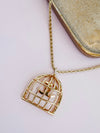 Repurposed Birdcage Necklace in Gold