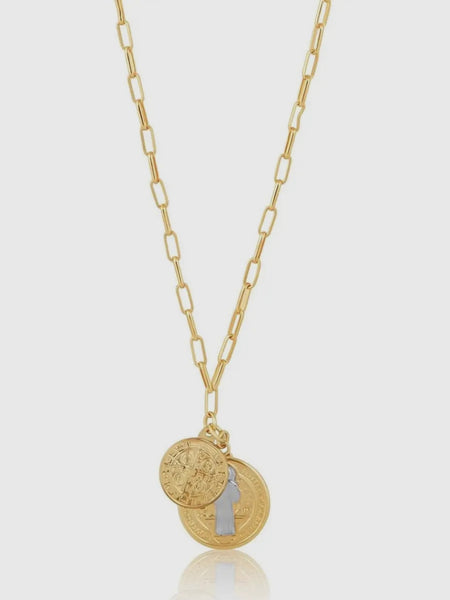 Saint II St. Benedict Coin Necklace