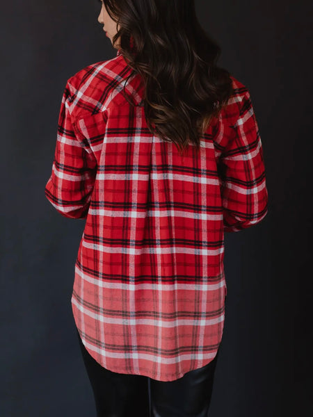 Fade Into It Flannel in Red