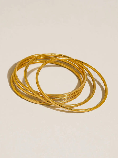 Olyss Thin Bangle Set in Gold