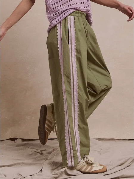 Street Scallops Track Pant in Sage & Lilac