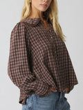 We're All Plaid Here Blouse in Brown