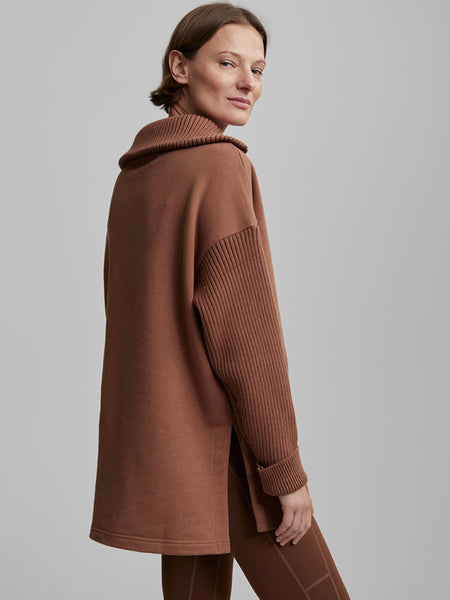 Owens Half Zip Sweat in Carob Brown
