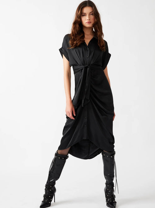 Tori Ruched Dress in Black