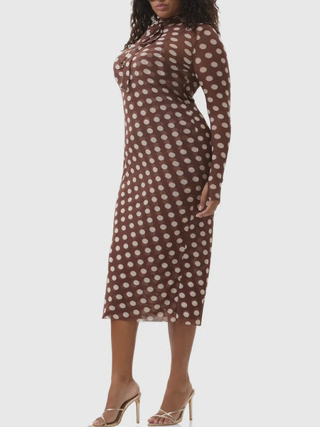 Bryony Dress in Chocolate Halo Dot