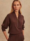 Sally Half Zip Sweat in Coffee Bean Marl