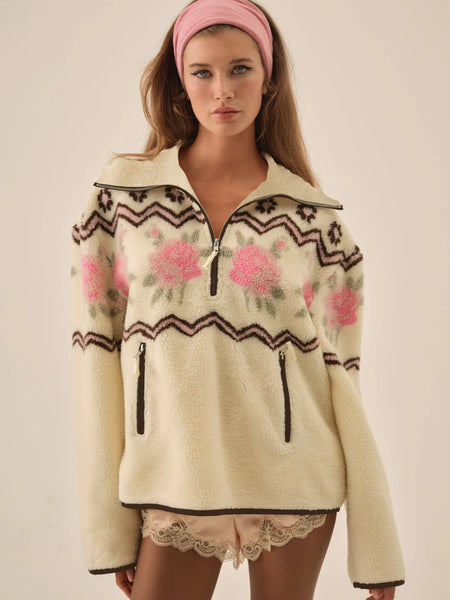 Posey Sherpa Pullover in Ivory