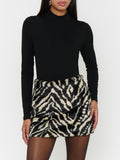 Phoebe Mini Skirt in Neutral Zebra Faux Fur