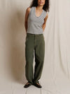Tracy U Neck Tank in Natural & Black Stripe