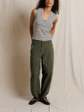 Tracy U Neck Tank in Natural & Black Stripe