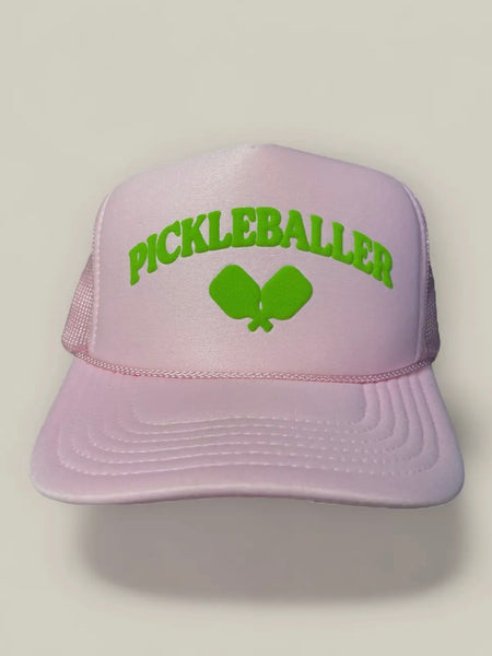 Happy Trucker Hat in Neon Pink