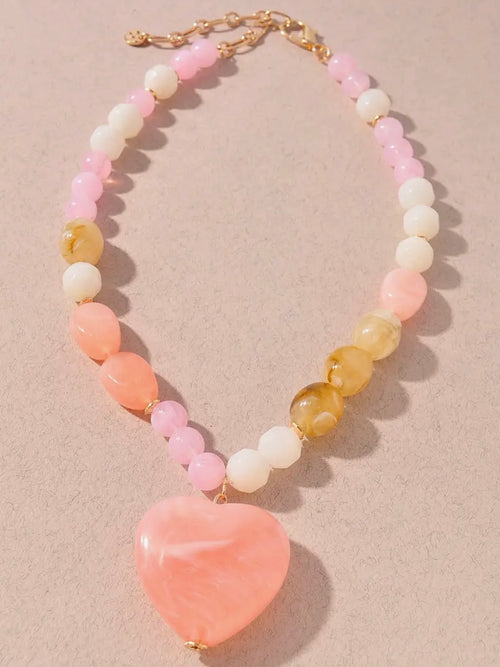 Full Of Love Resin Necklace in Rose