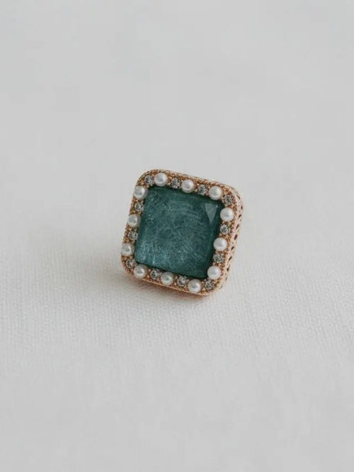 Blue CZ Square Studs