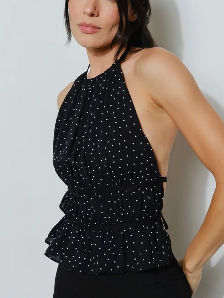 Feeling Flirty Backless Top in Black