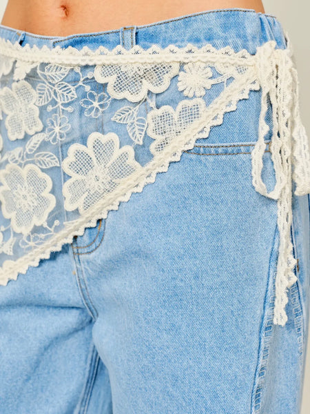 Willow Lace Wrap Scarf in Cream