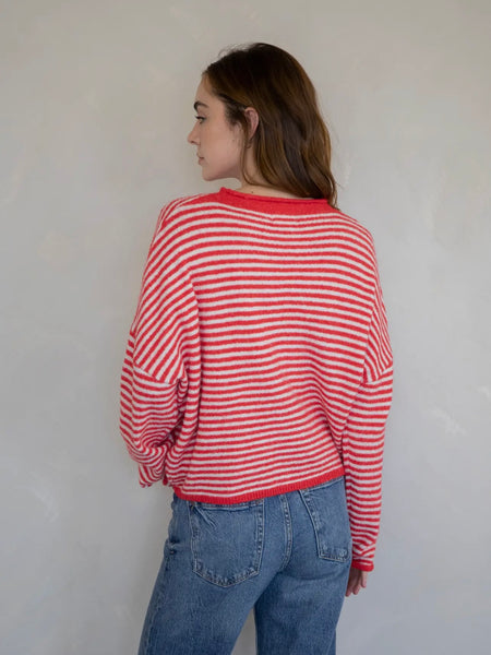 Piper Cardigan in Red Stripe