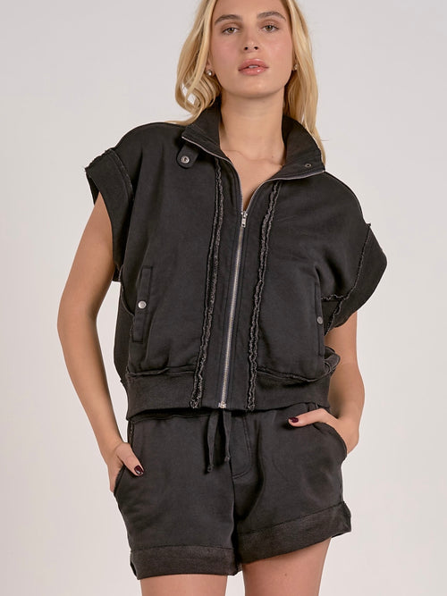 Zip It Up Vest in Black