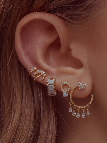 Bling Baguette Huggie Hoops