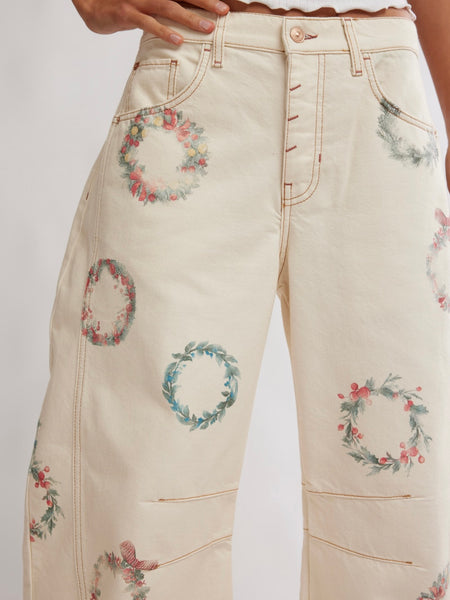 Good Luck Printed Barrel in Watercolor Wreath