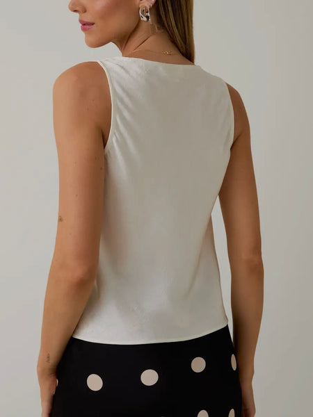 How Are U Satin Tank in White