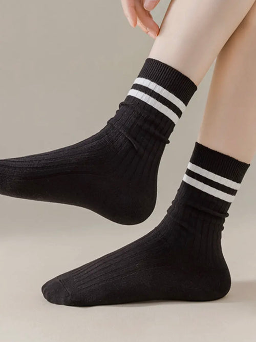 Double Stripe Socks in Black
