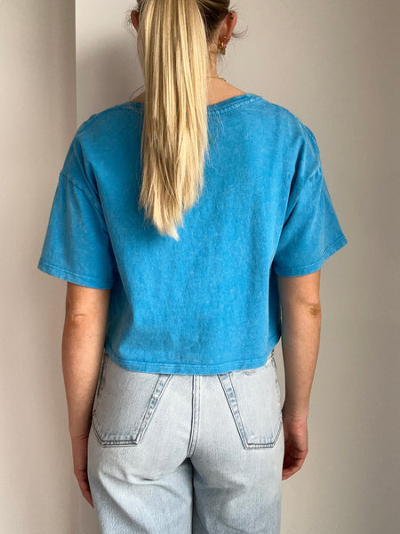 Cool, Casual, Cropped Tee in Blue