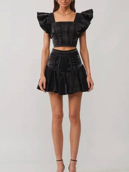 Cara Contrast Border Top in Black