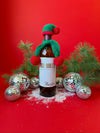 Bottle Hat & Scarf in Green & Red Pom