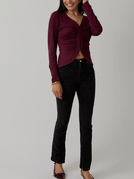 Cinched & Serious Top in Maroon