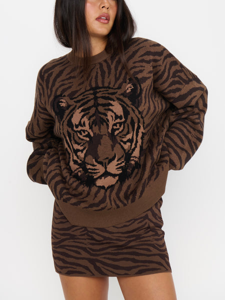 Seasons Sweater in Wild Tiger Graphic Knit