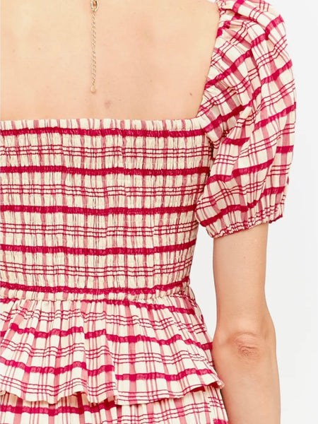 Clemence Plaid Blouse in Red